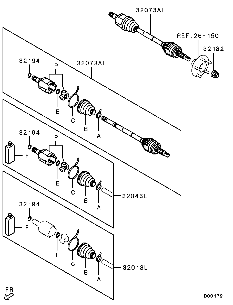 Приводной вал передний левый для Мицубиси Лансер 2011-2015