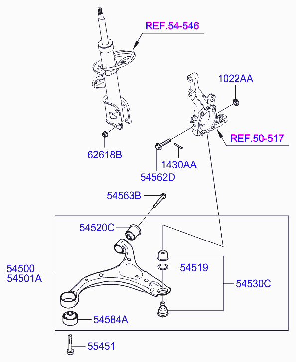 Рычаг передний нижний левый для Хендай Санта Фе 2010-2012