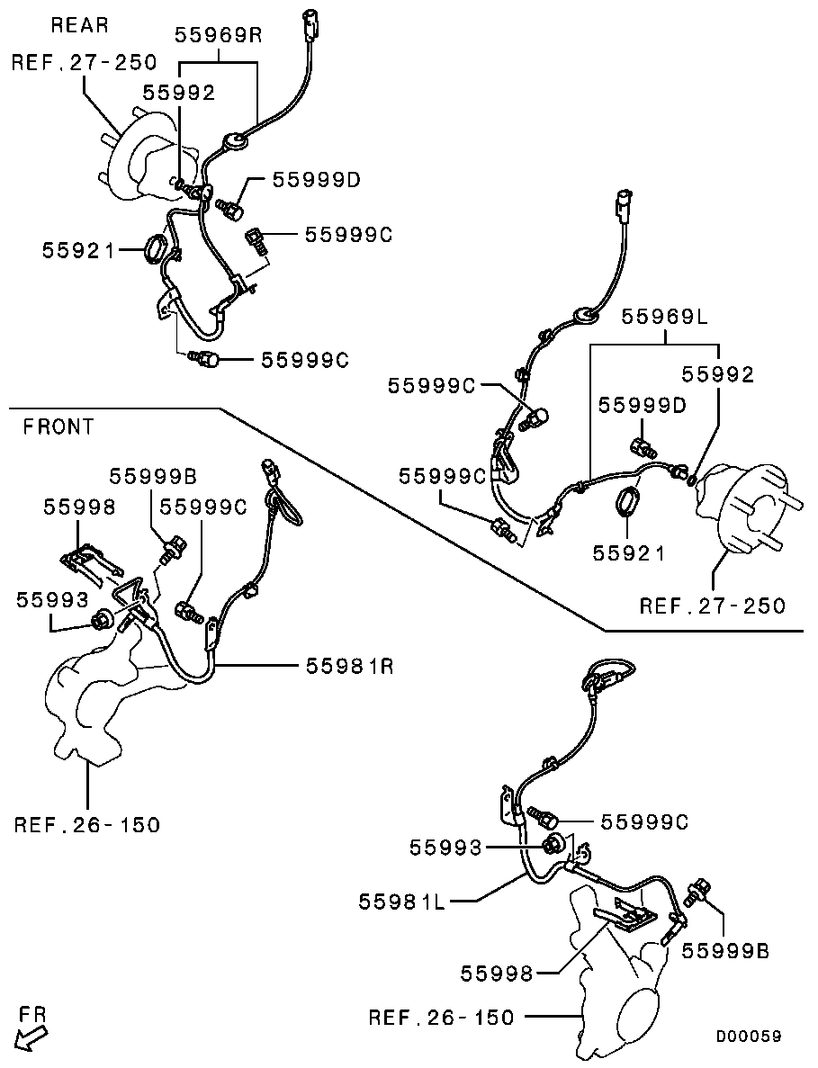 Датчик АБС задний левый для Мицубиси Лансер 2011-2015