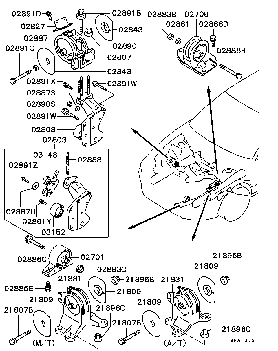 Подушка двигателя передняя для Мицубиси Галант 1996-2006