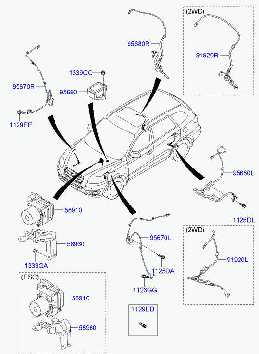 Датчик АБС задний правый для Хендай Санта Фе 2010-2012