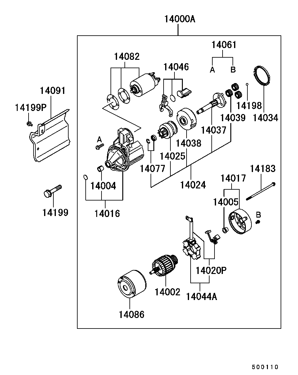 Стартер в сборе для Мицубиси Галант 1996-2006