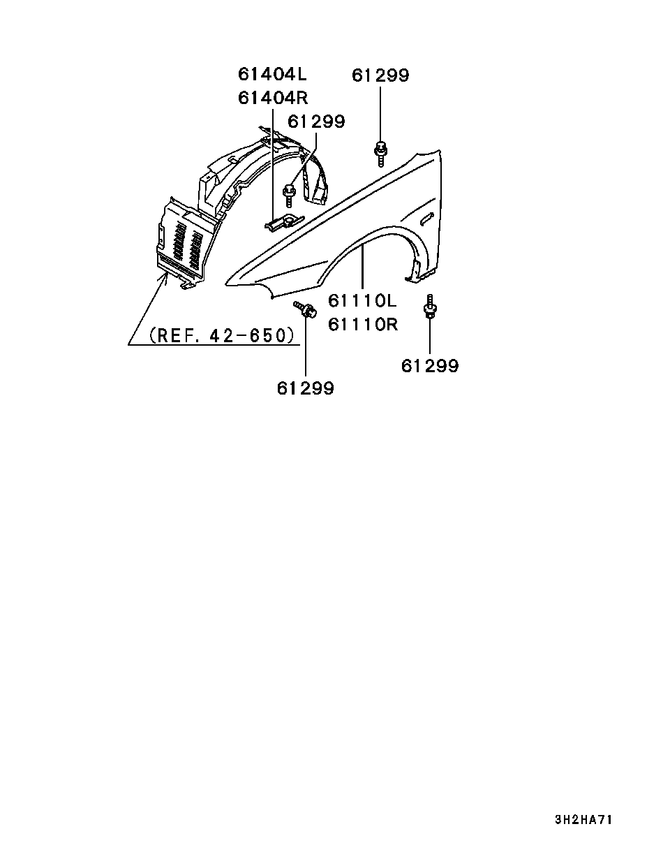 Крыло переднее правое для Мицубиси Галант 1996-2006