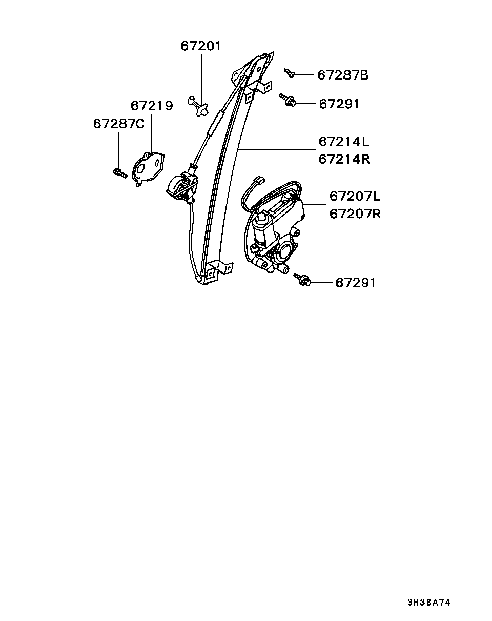 Стеклоподъемник переднего правого стекла для Мицубиси Галант 1996-2006