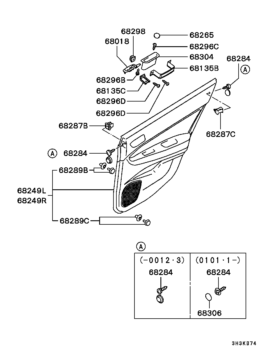Панель отделки задней правой двери для Мицубиси Галант 1996-2006