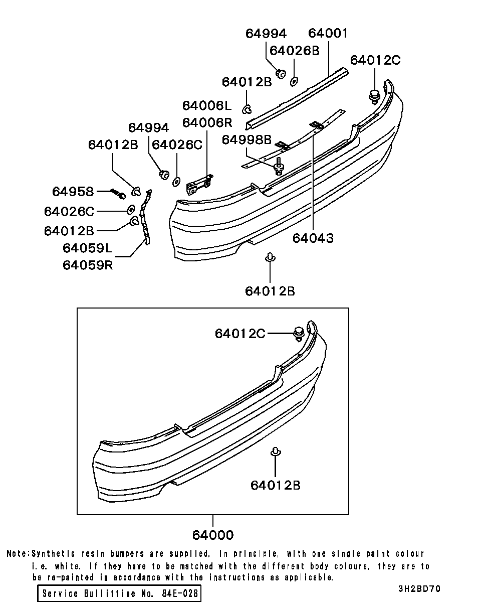 Бампер задний для Мицубиси Галант 1996-2006