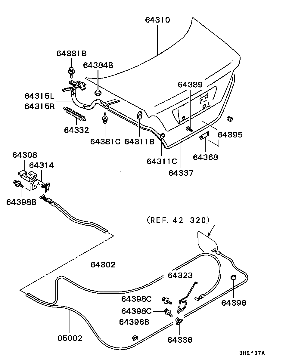 Петля крышки багажника левая для Мицубиси Галант 1996-2006