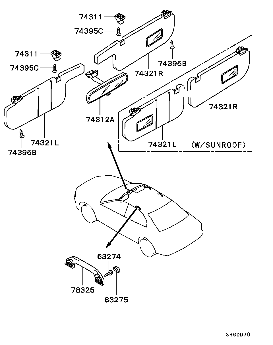 Зеркало внутрисалонное для Мицубиси Галант 1996-2006