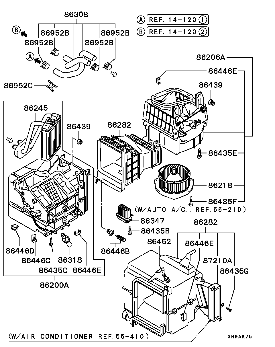 Мотор вентилятора салона для Мицубиси Галант 1996-2006
