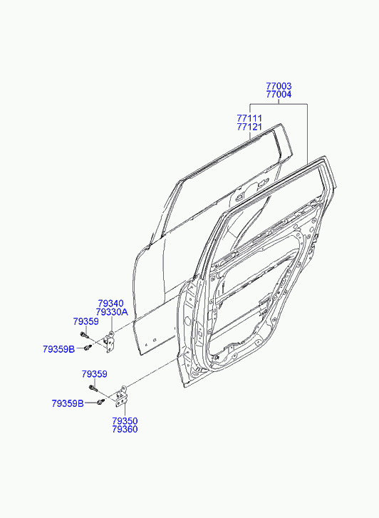Дверь задняя правая для Хендай Санта Фе 2010-2012
