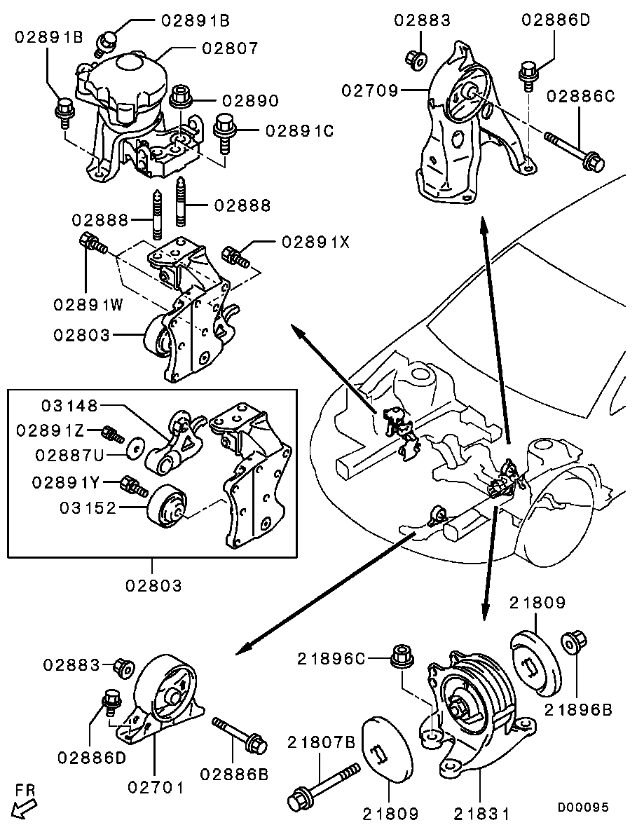 Подушка двигателя передняя для Мицубиси Галант 2003-2008