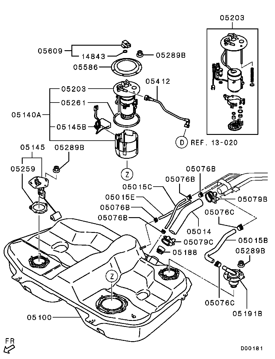 Топливный насос в сборе для Мицубиси Галант 2003-2008