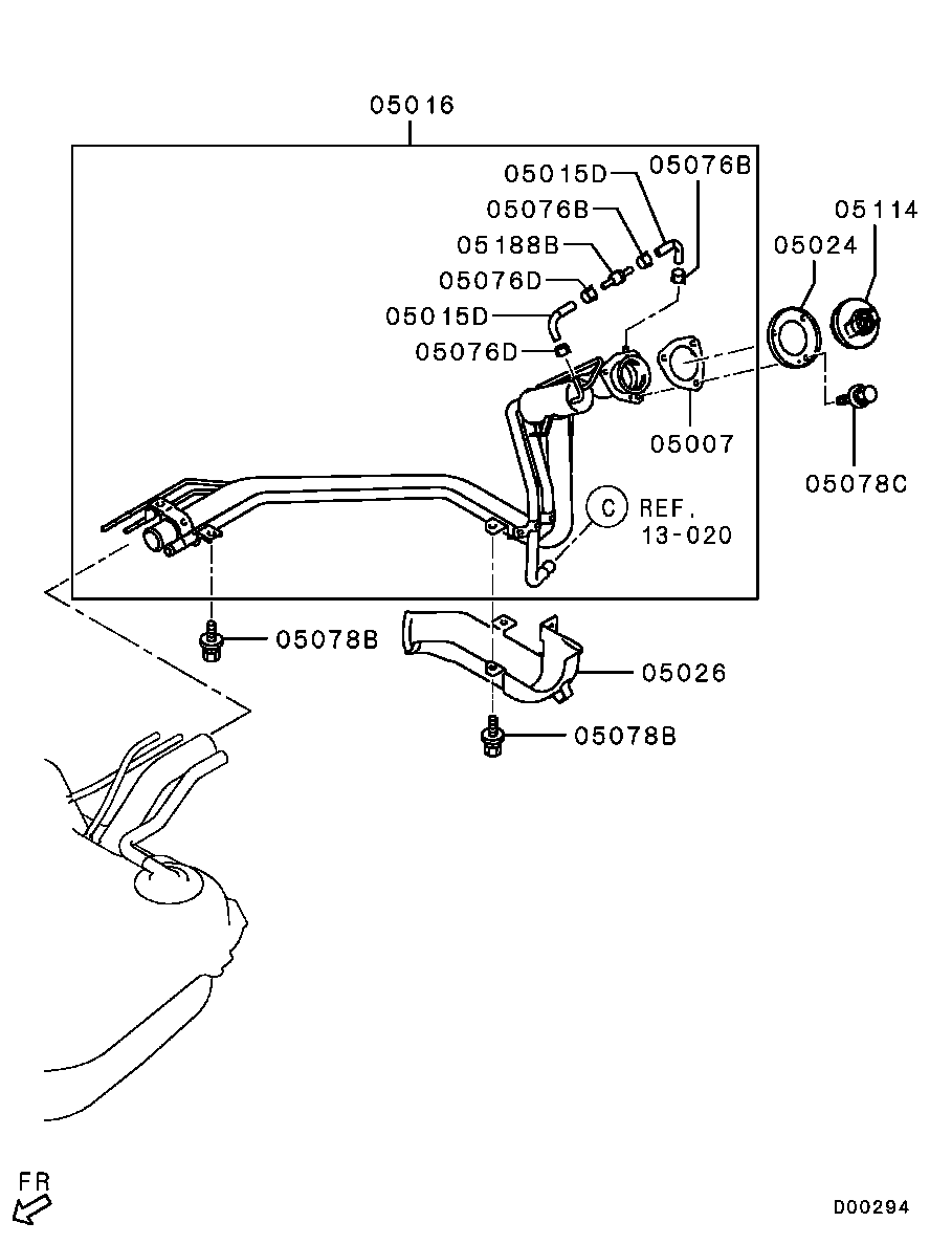 Горловина заливная бака топливного для Мицубиси Галант 2003-2008