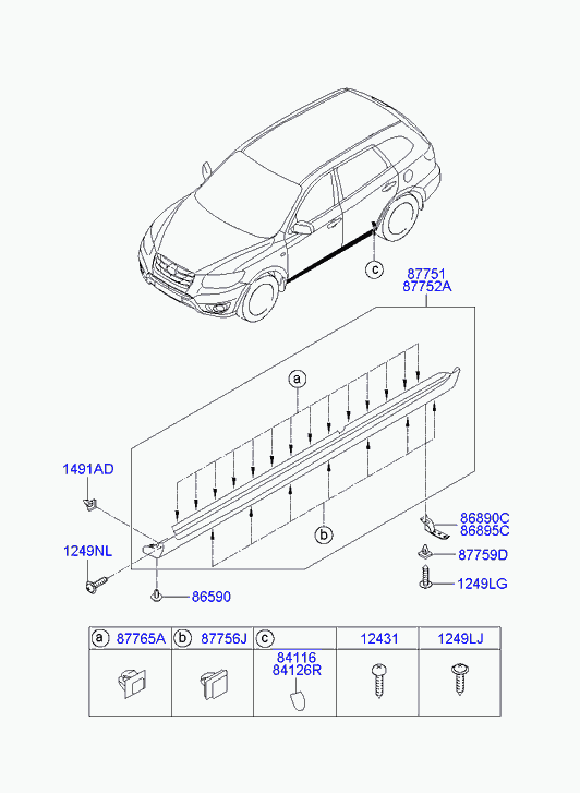 Молдинг боковой левый для Хендай Санта Фе 2010-2012