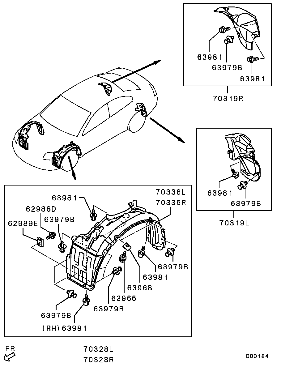 Подкрылок передний левый для Мицубиси Галант 2003-2008