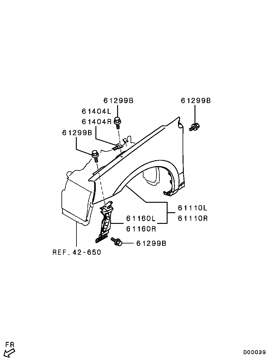 Крыло переднее правое для Мицубиси Галант 2003-2008