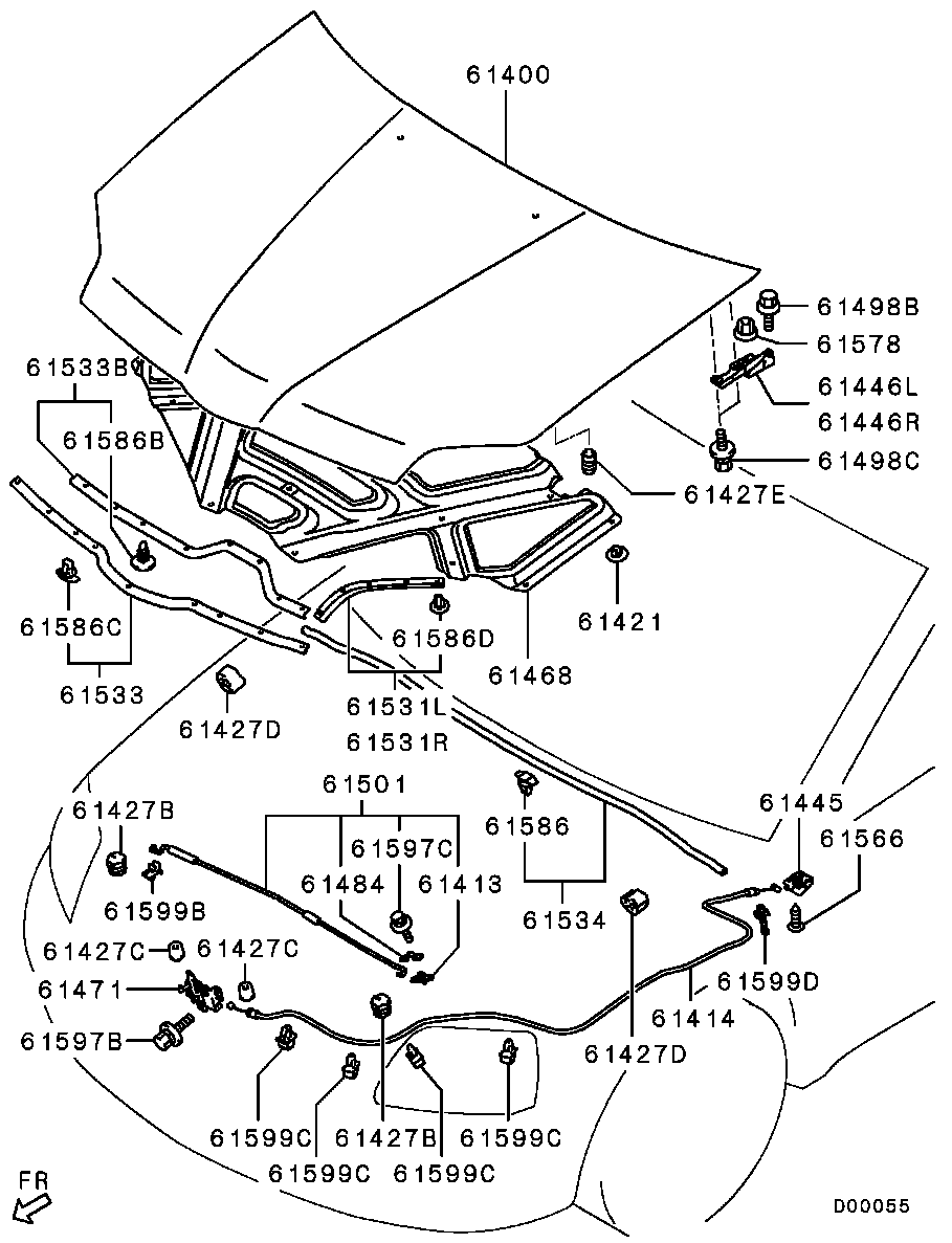 Замок капота для Мицубиси Галант 2003-2008