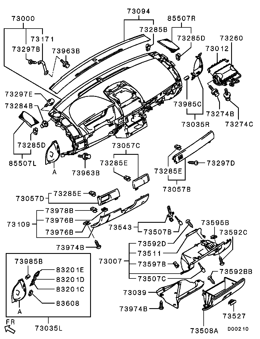 Подушка безопасности пассажира для Мицубиси Галант 2003-2008
