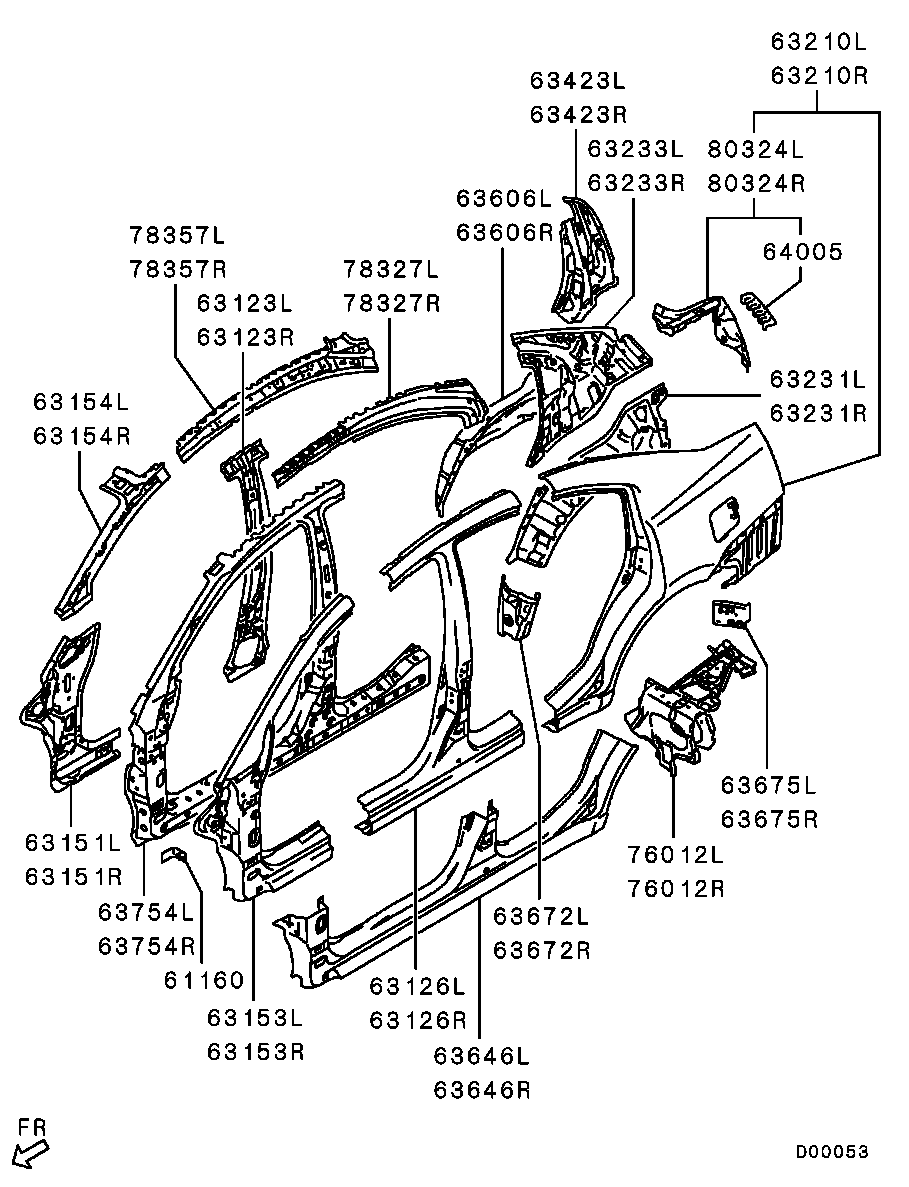 Порог левый для Мицубиси Галант 2003-2008