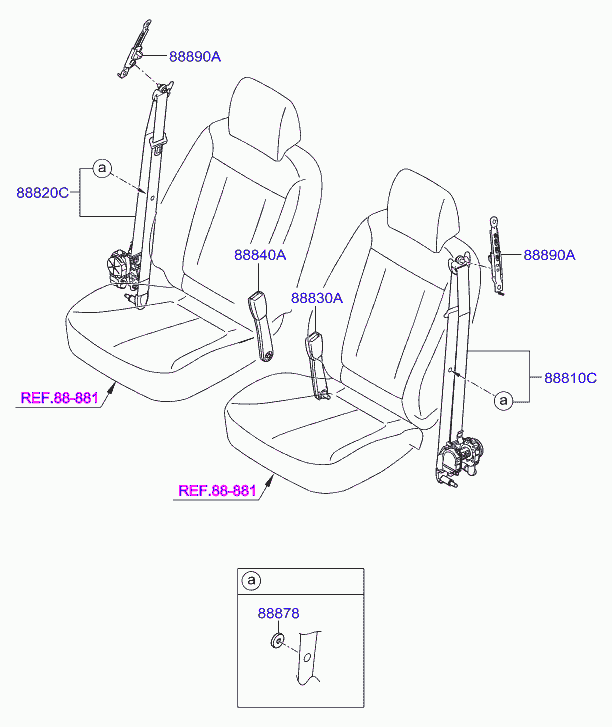 Ремень безопасности водителя для Хендай Санта Фе 2010-2012