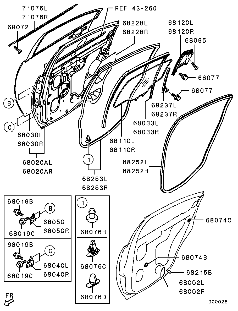 Стекло задней правой двери для Мицубиси Галант 2003-2008