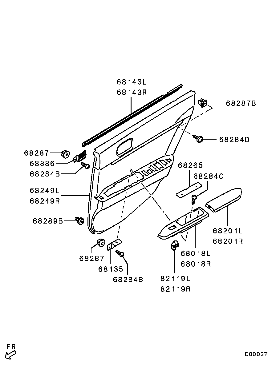 Панель отделки задней левой двери для Мицубиси Галант 2003-2008