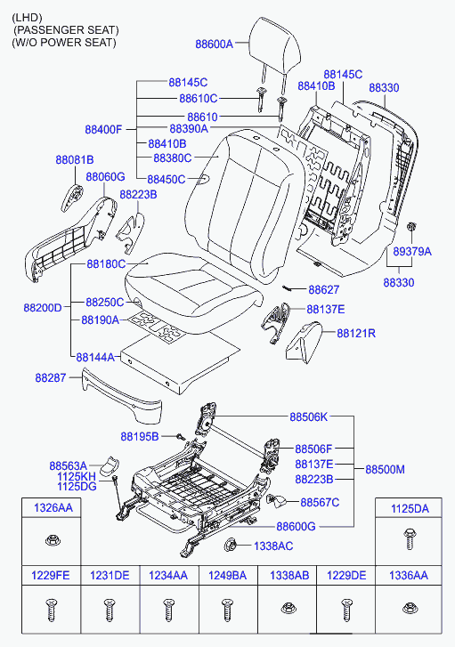 Подушка переднего сиденья пассажира для Хендай Санта Фе 2010-2012 