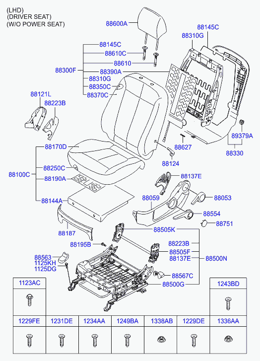 Спинка сиденья водителя для Хендай Санта Фе 2010-2012