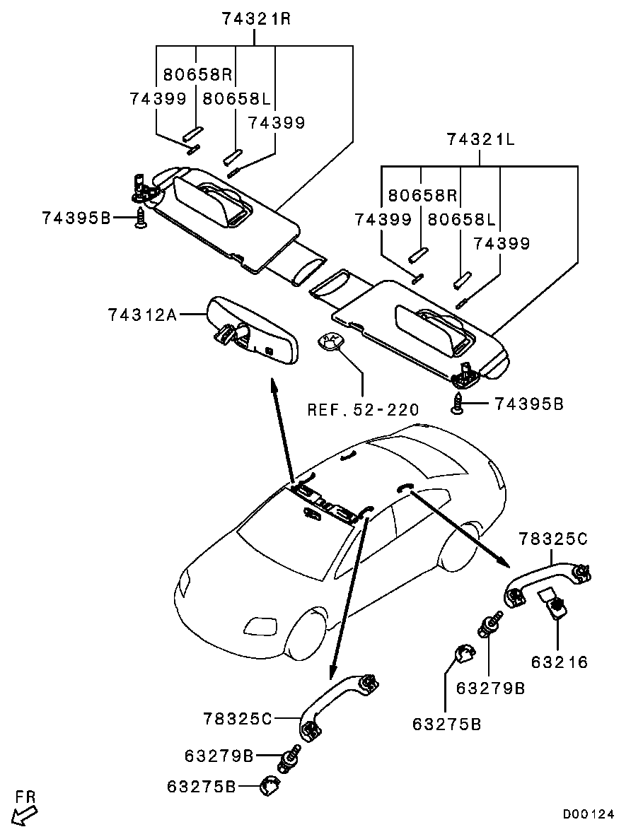 Зеркало внутрисалонное для Мицубиси Галант 2003-2008
