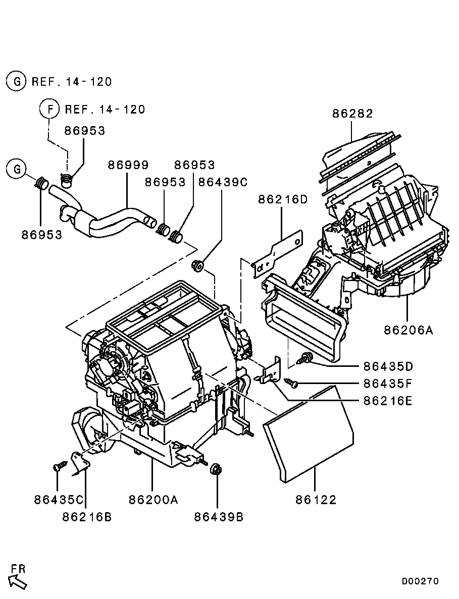 Отопитель салона в сборе для Мицубиси Галант 2003-2008