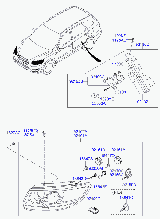 Фара правая в сборе для Хендай Санта Фе 2010-2012