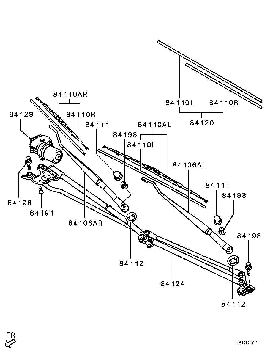 Трапеция переднего стеклоочистителя для Мицубиси Галант 2003-2008