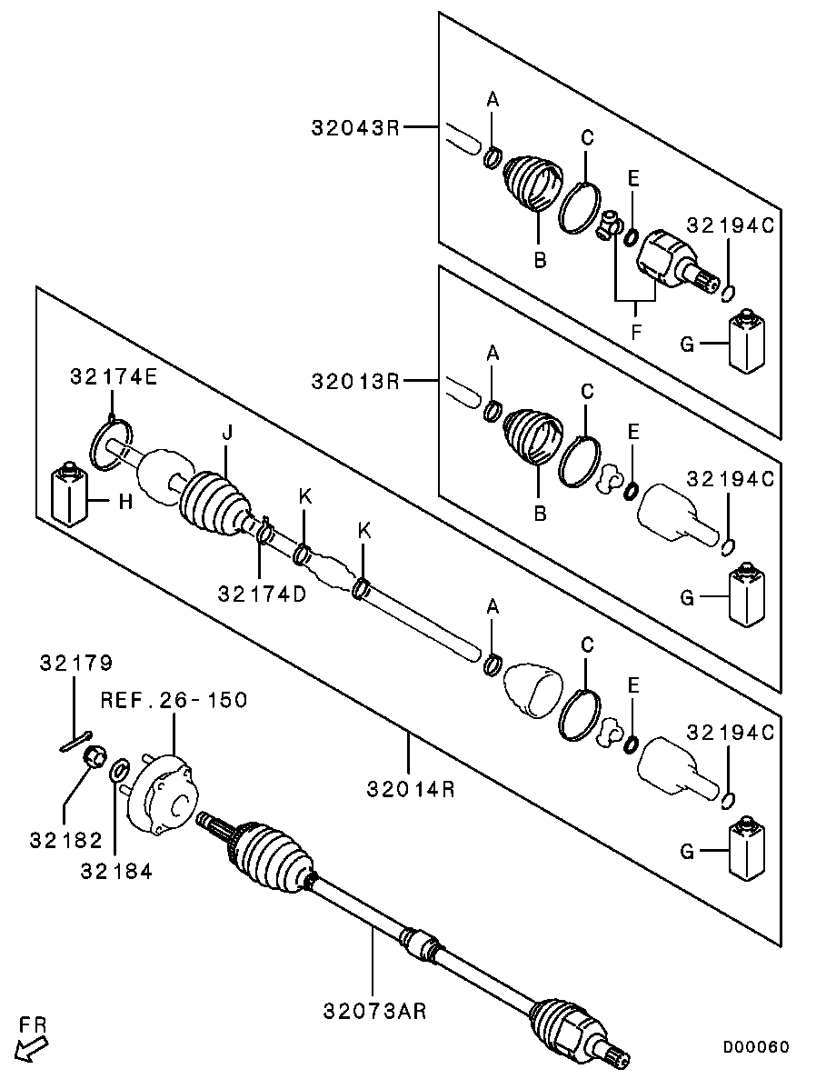 Шрус внутренний передний правый для Мицубиси Галант 2003-2008