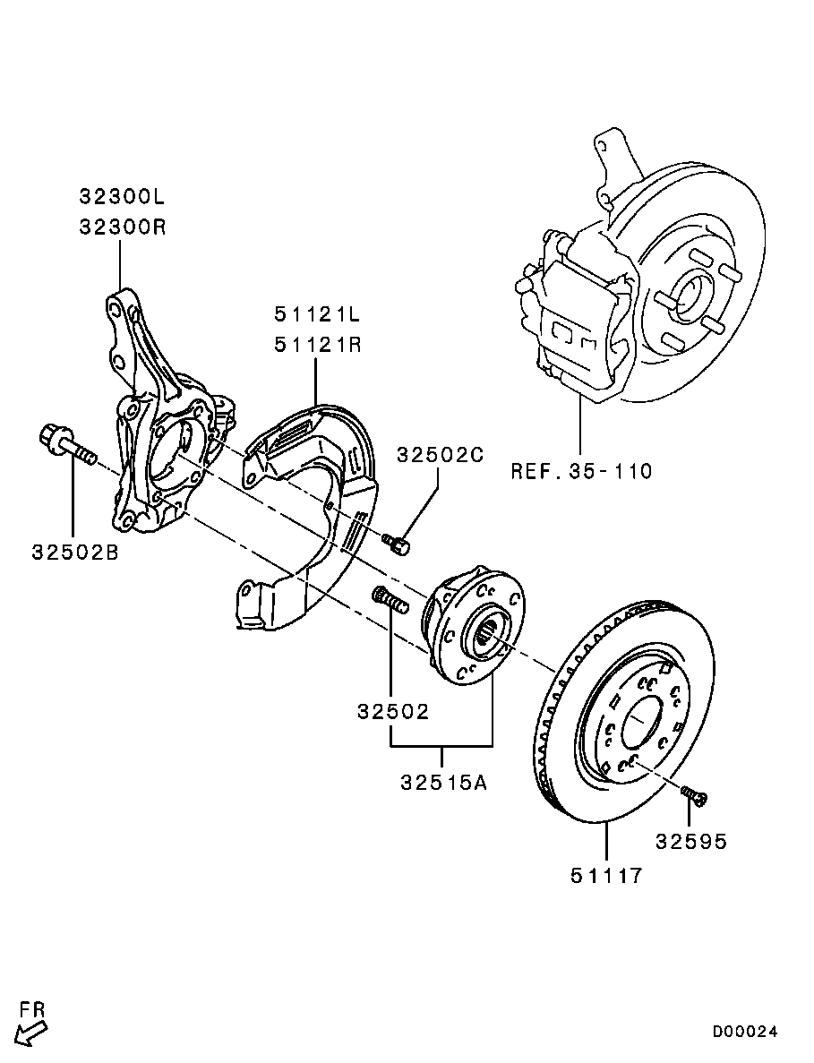 Поворотный кулак передний левый для Мицубиси Галант 2003-2008