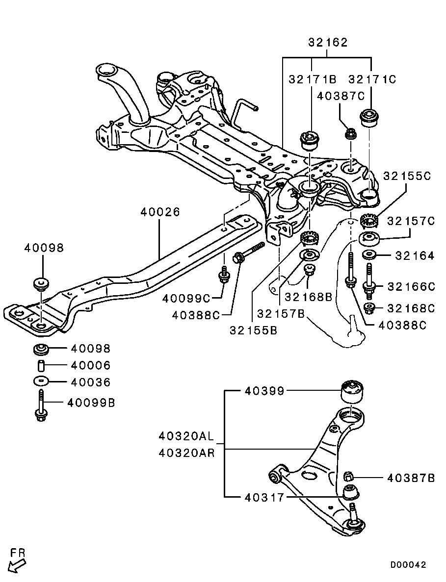 Подрамник передний для Мицубиси Галант 2003-2008