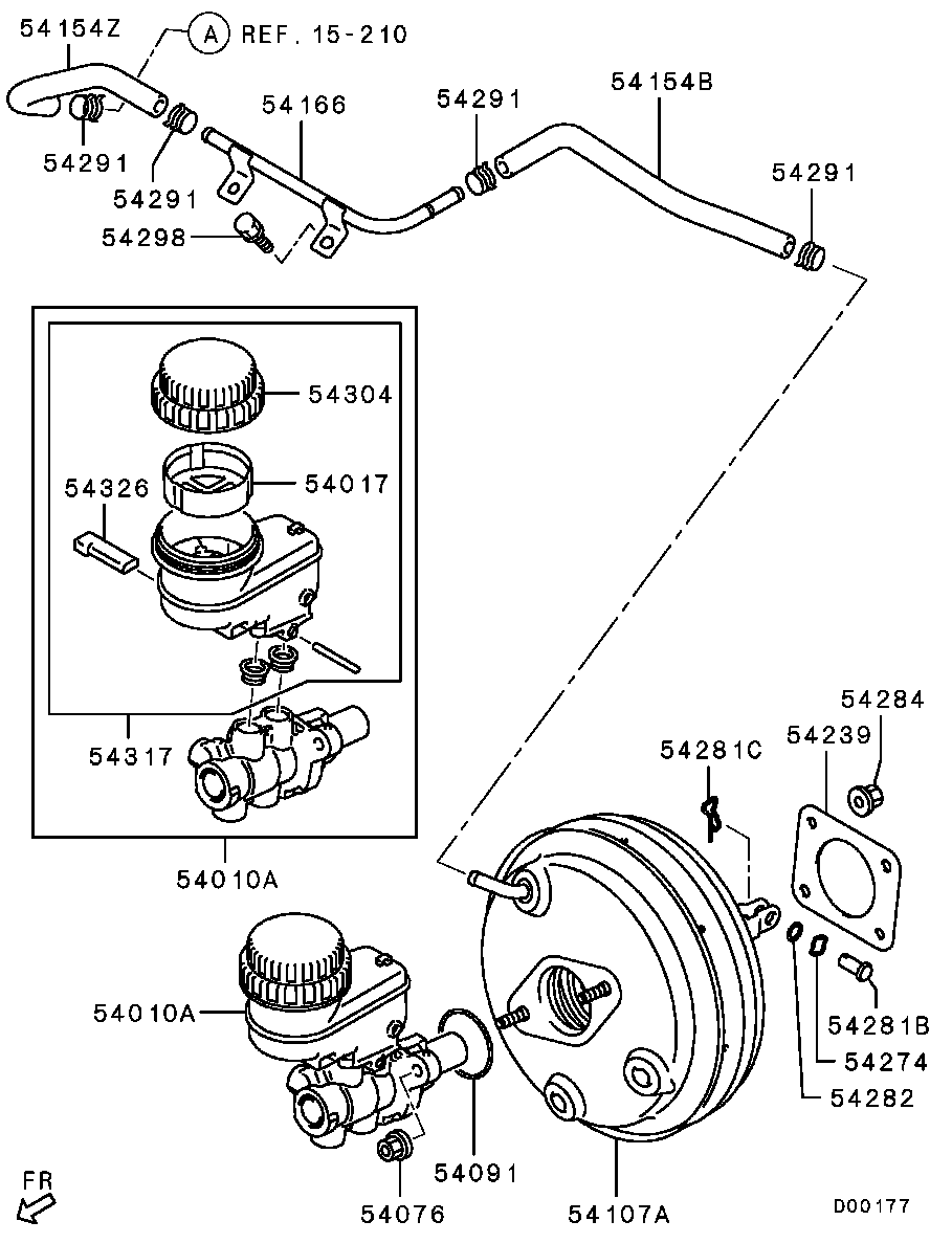 Главный тормозной цилиндр с бачком для Мицубиси Галант 2003-2008