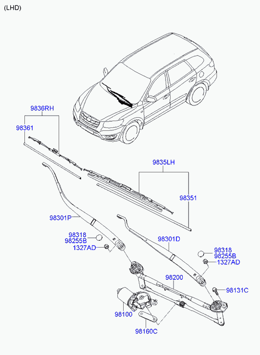 Трапеция переднего стеклоочистителя для Хендай Санта Фе 2010-2012