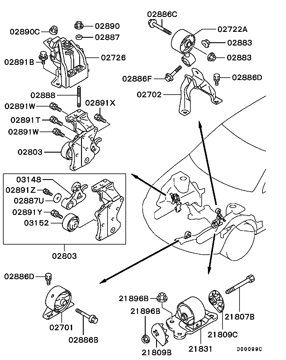 Подушка двигателя задняя для Мицубиси Аутлендер 2002-2008