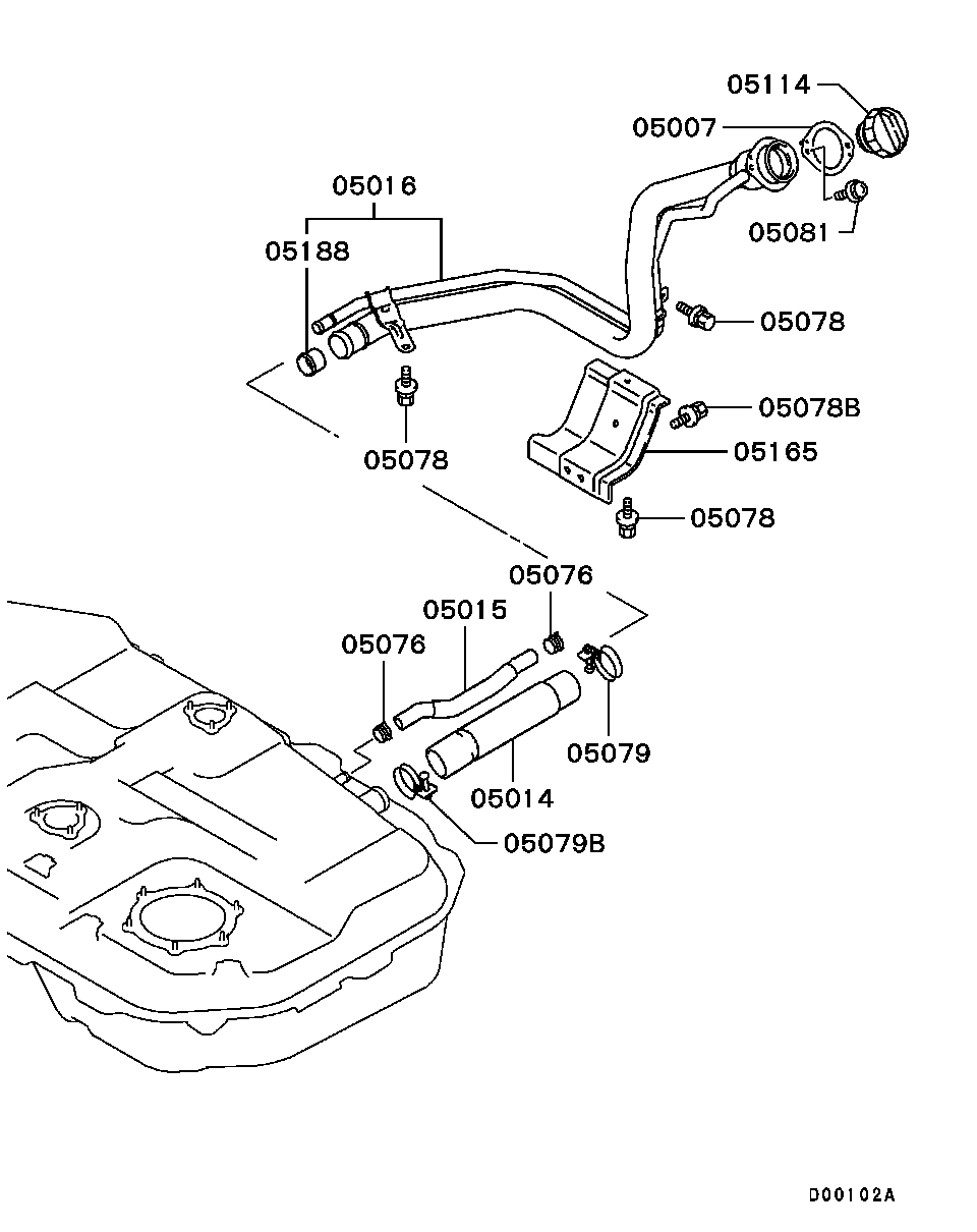 Горловина заливная бака топливного для Мицубиси Аутлендер 2002-2008