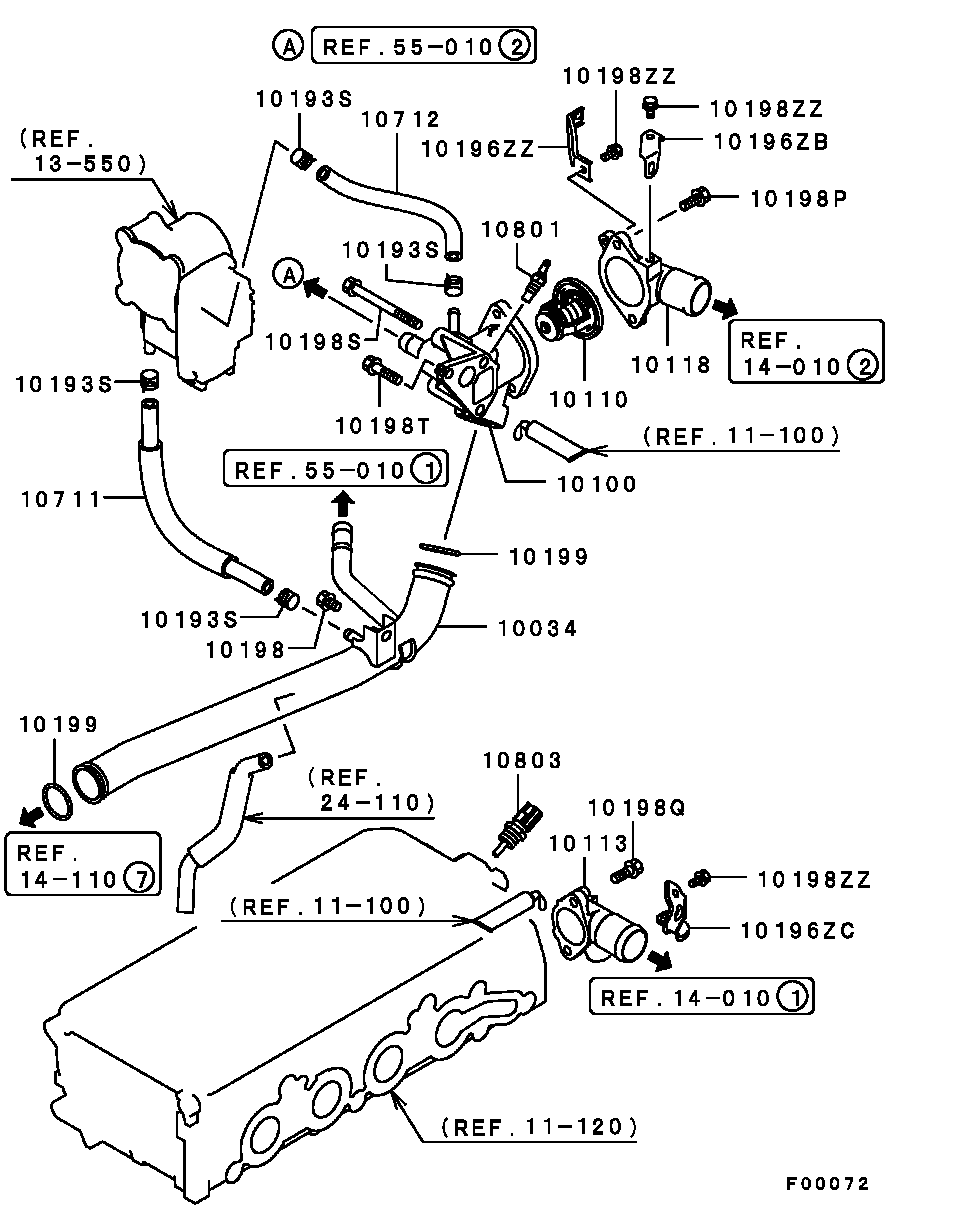 Корпус термостата в сборе для Мицубиси Аутлендер 2002-2008