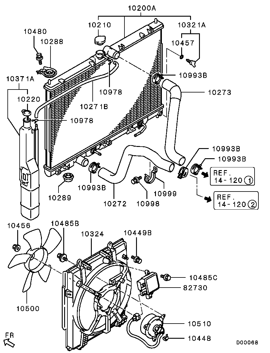 Радиатор двигателя в сборе для Мицубиси Аутлендер 2002-2008