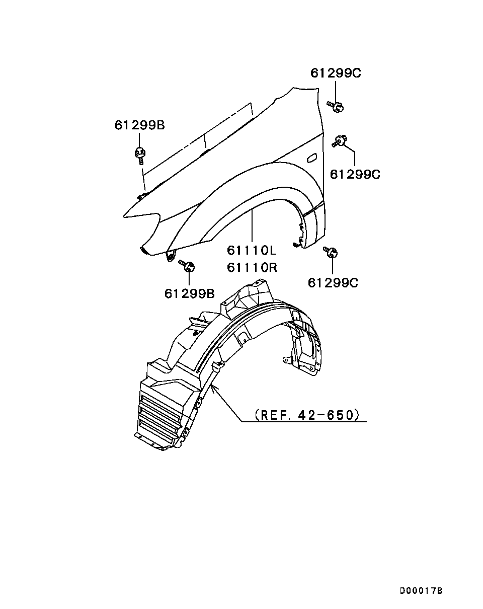 Крыло переднее правое для Мицубиси Аутлендер 2002-2008