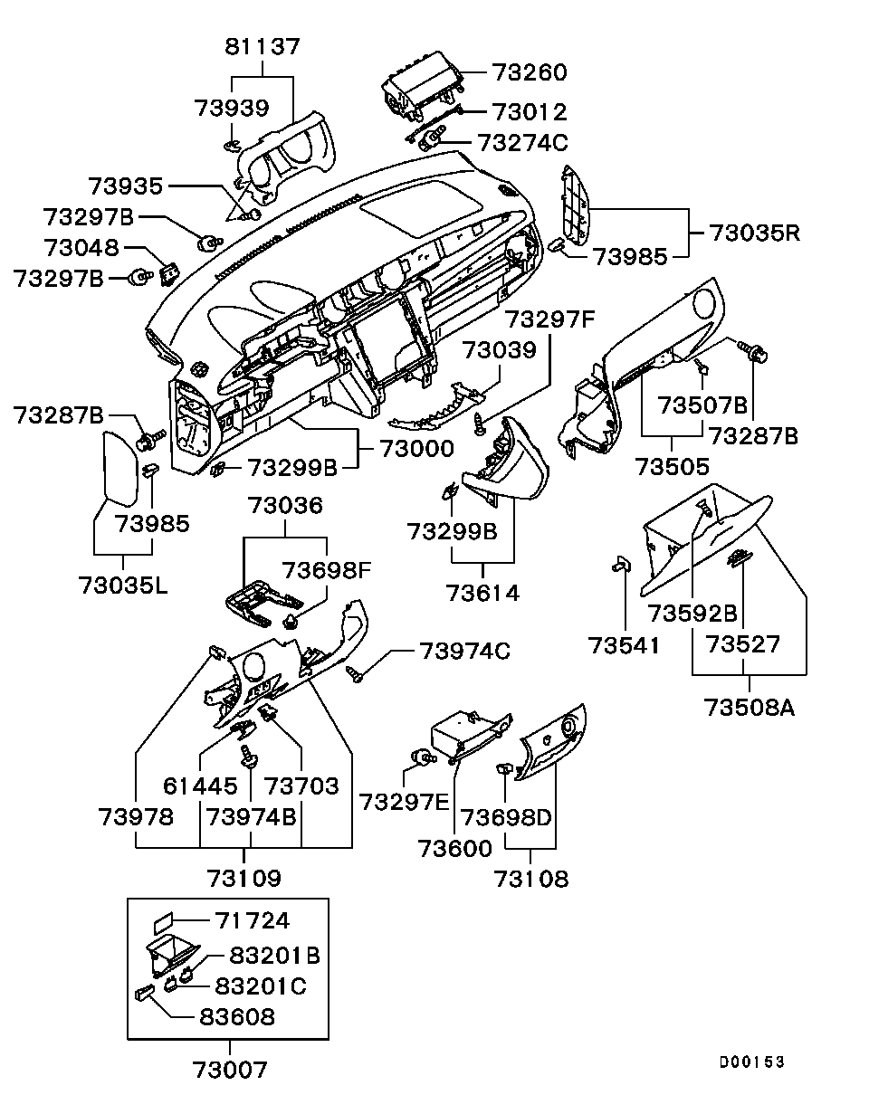 Перчаточный ящик, бардачок для Мицубиси Аутлендер 2002-2008