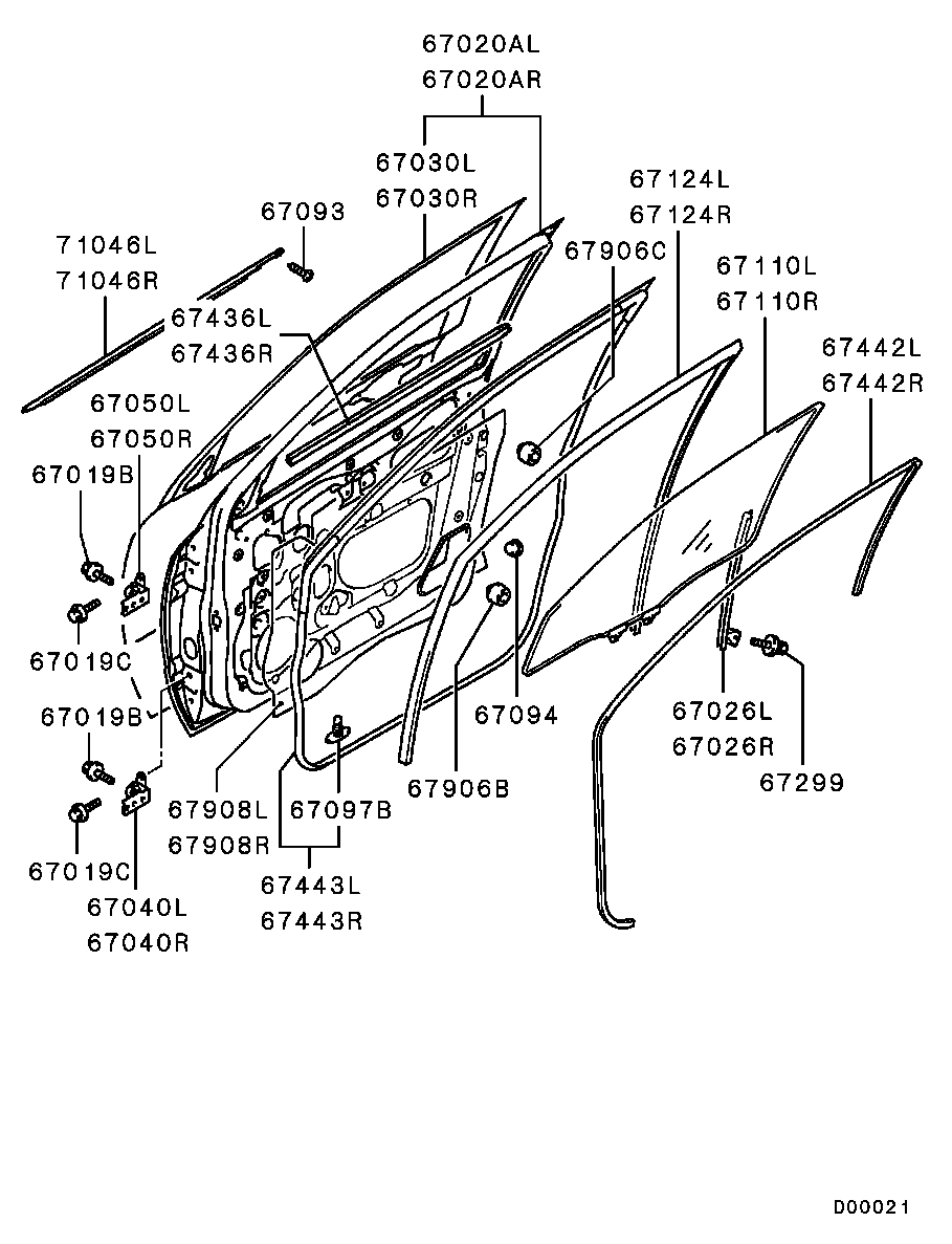 Дверь передняя левая для Мицубиси Аутлендер 2002-2008