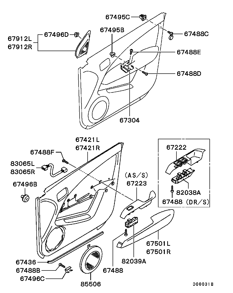 Кнопки стеклоподъёмников водительской двери для Мицубиси Аутлендер 2002-2008