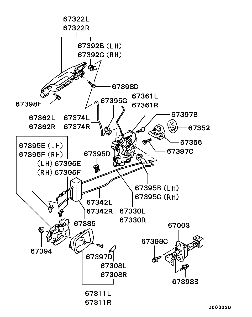 Замок передней левой двери для Мицубиси Аутлендер 2002-2008