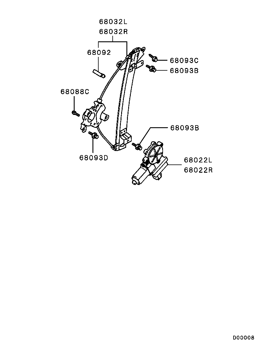 Мотор стеклоподъемника заднего правого для Мицубиси Аутлендер 2002-2008
