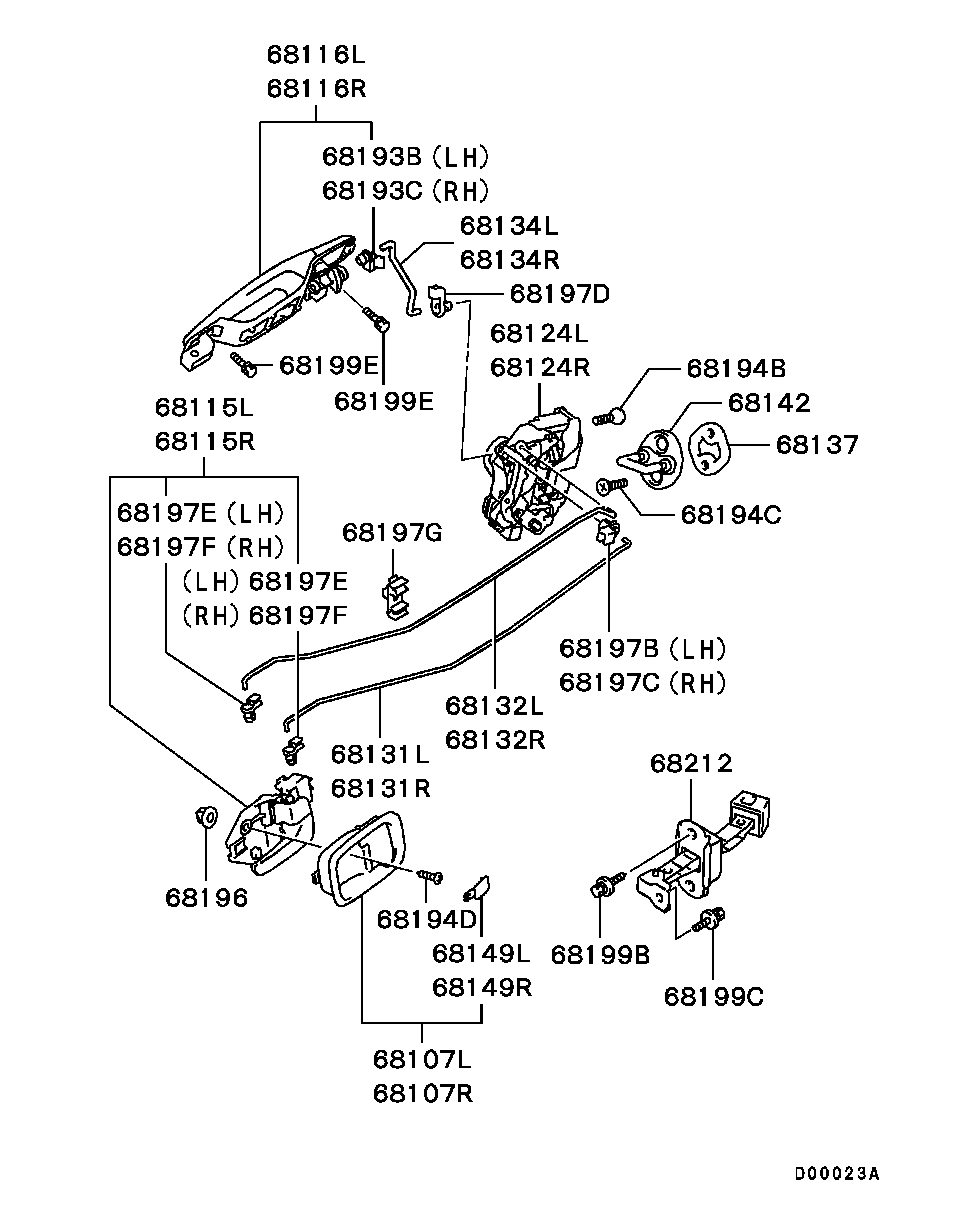 Замок задней правой двери для Мицубиси Аутлендер 2002-2008