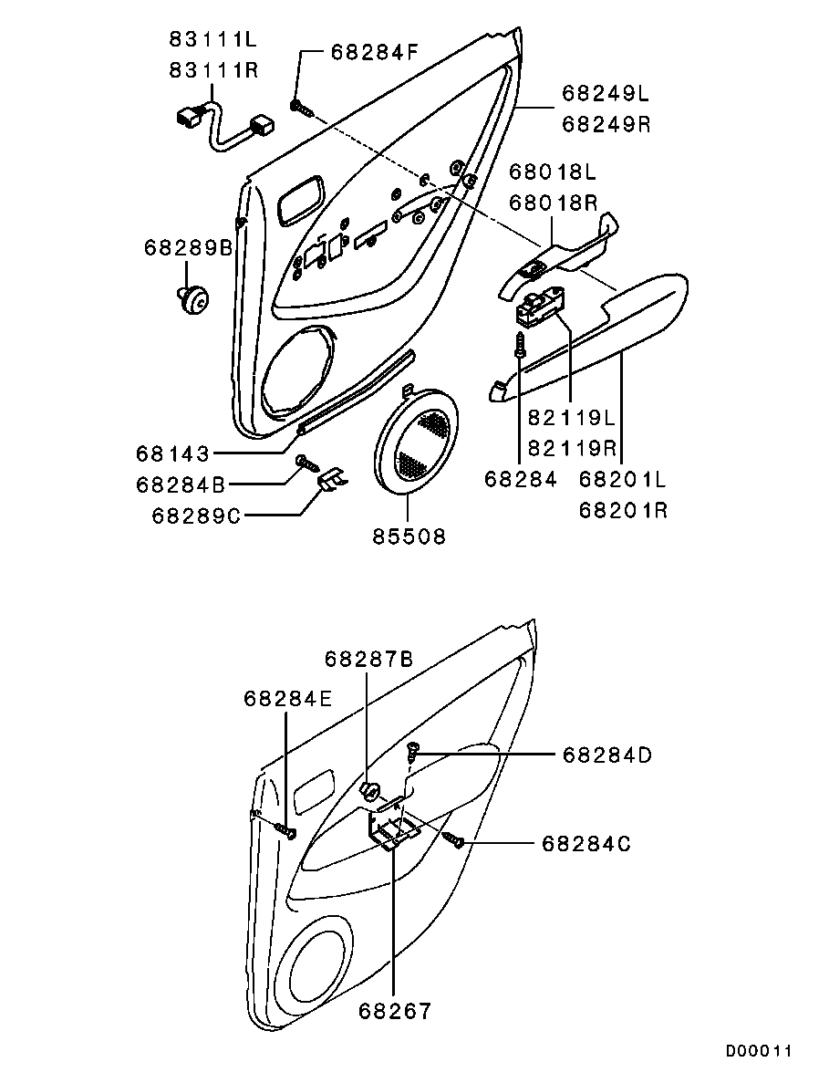 Панель отделки задней левой двери для Мицубиси Аутлендер 2002-2008