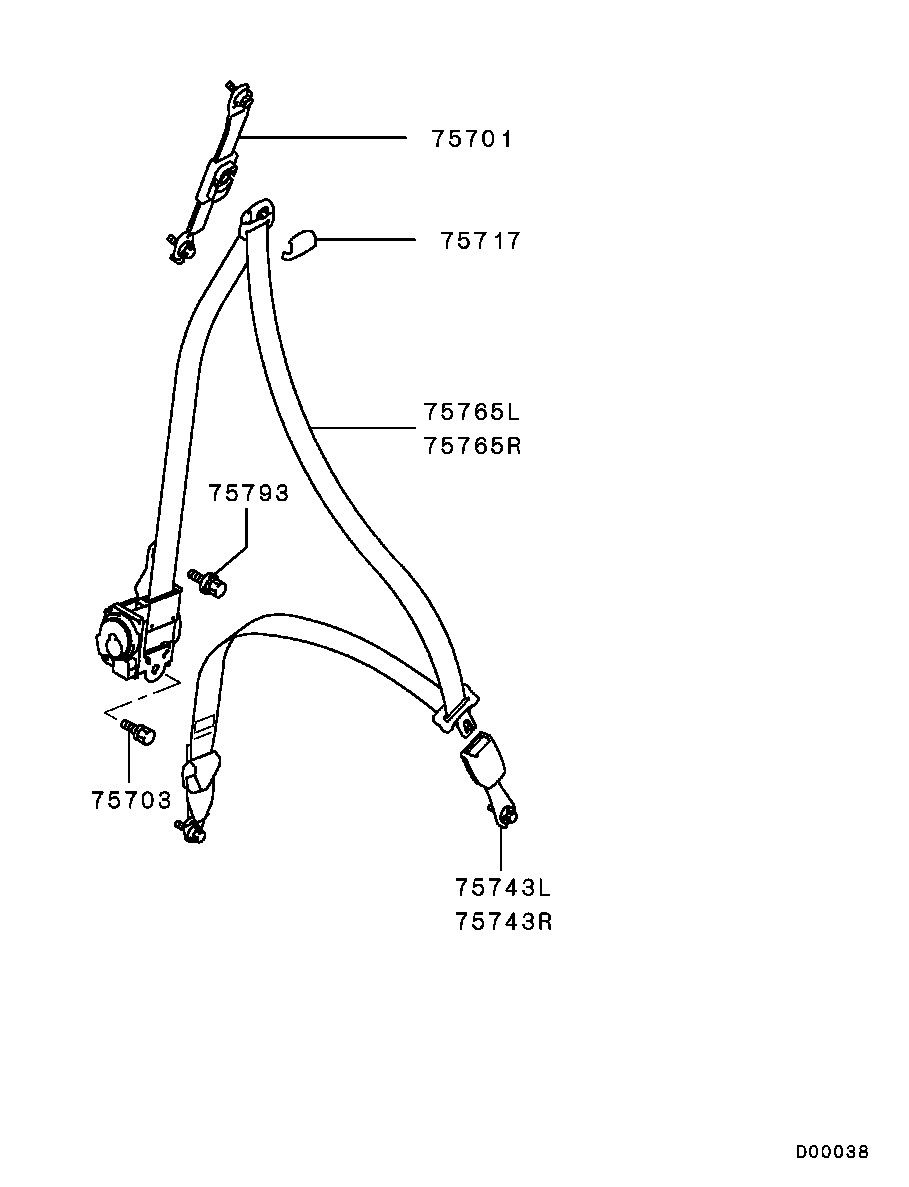 Ремень безопасности водителя для Мицубиси Аутлендер 2002-2008